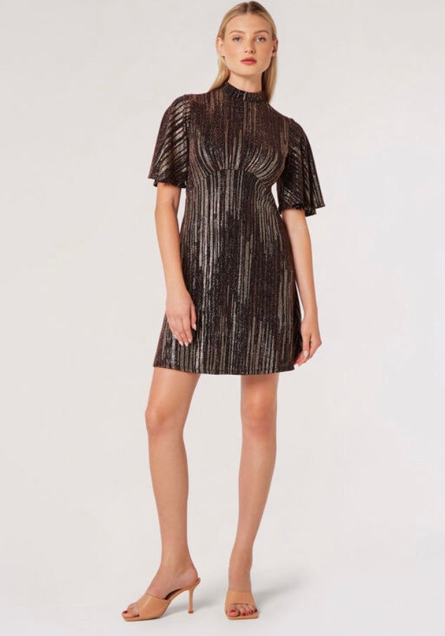 Angel Sleeve Empire Waist Sparkle Dress