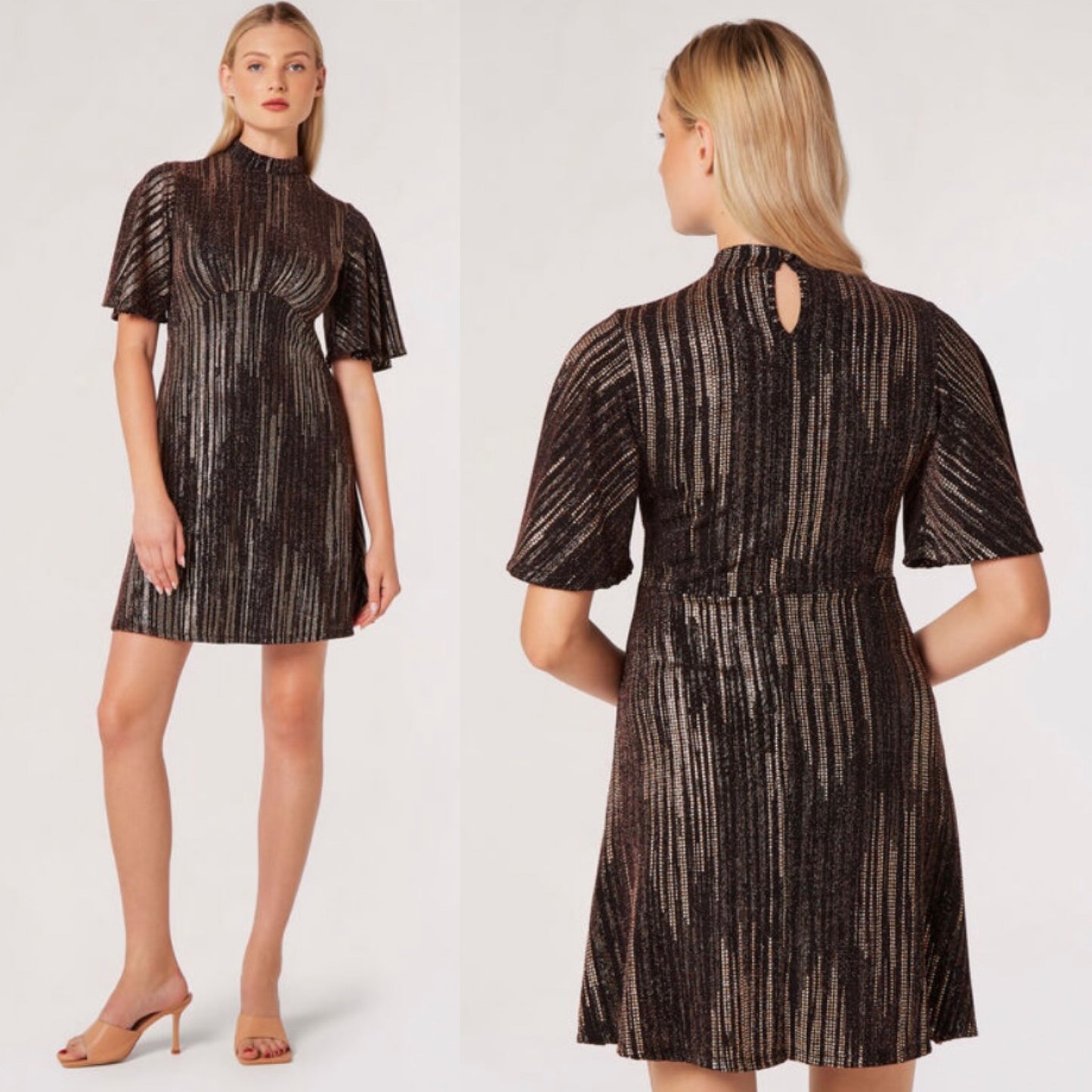 Angel Sleeve Empire Waist Sparkle Dress