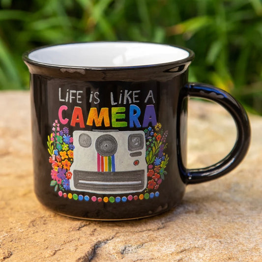 Distressed Camp Mug-Life is Like a Camera
