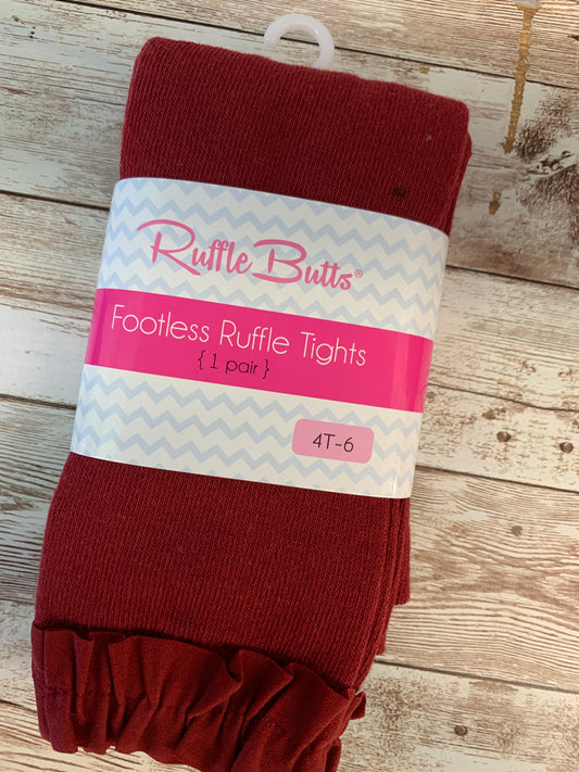 Footless Ruffle Tights Cranberry 4T-6