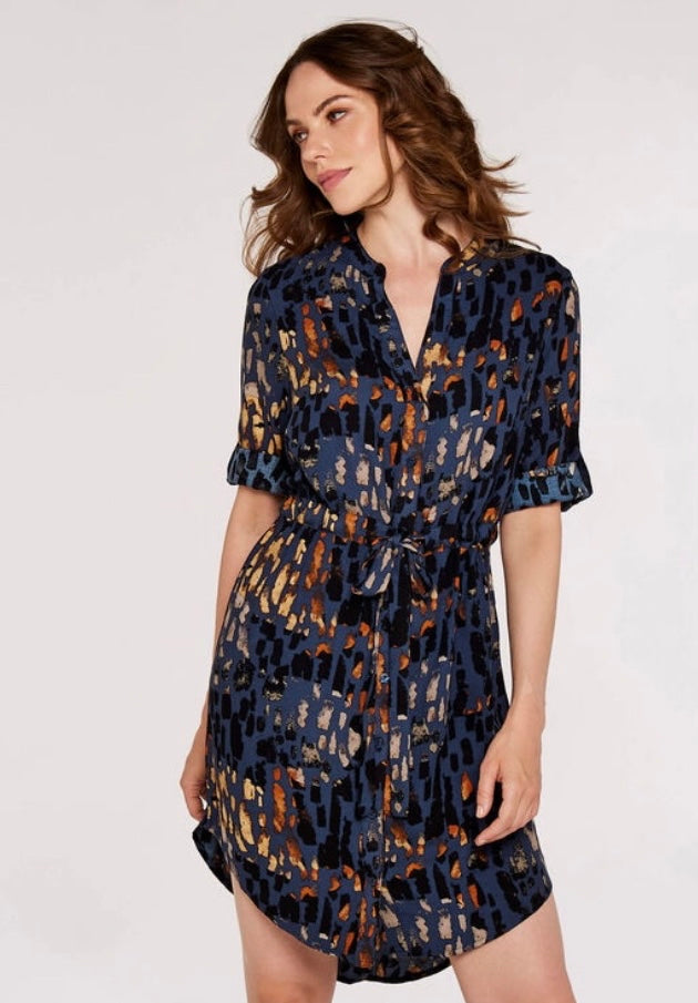 Brushstroke Print Mini Dress