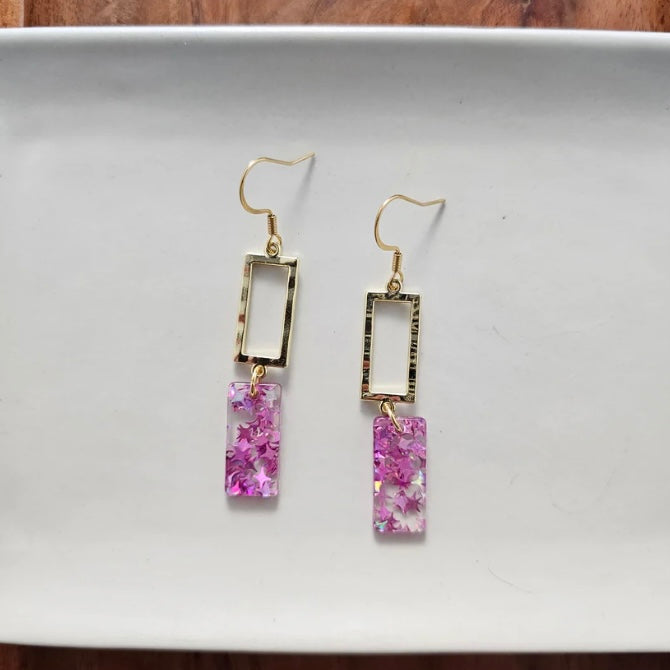 Raya Earrings - Pink Glitter