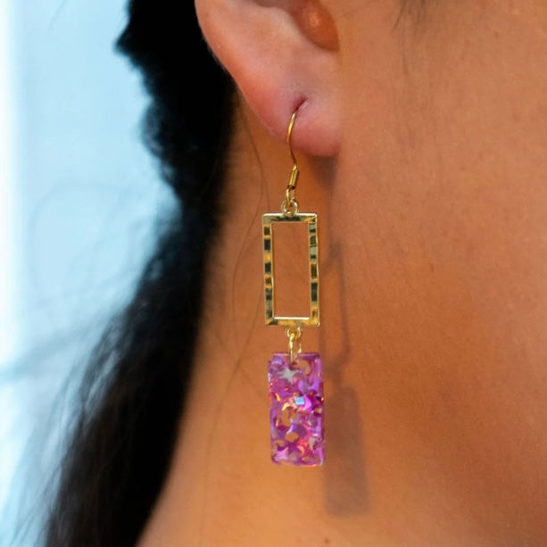 Raya Earrings - Pink Glitter