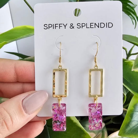 Raya Earrings - Pink Glitter