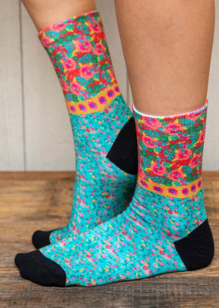 Printed Weekend Sock Set, Set of 2 - Teal Floral