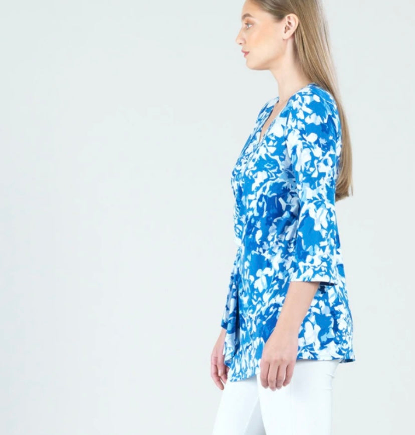 Side Gathered Drape Tunic - Floral Blossom