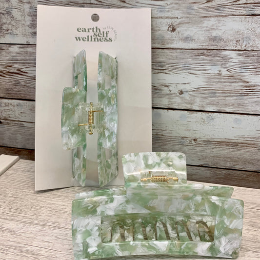 Date Night Mint Rectangular Biodegradable Claw Clip