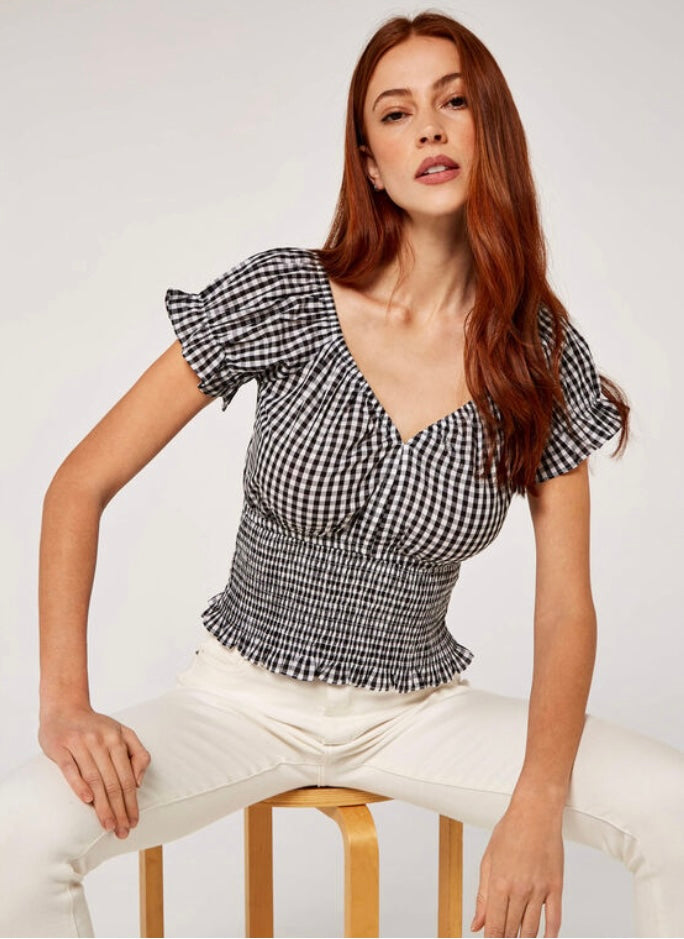 Gingham Smock Top