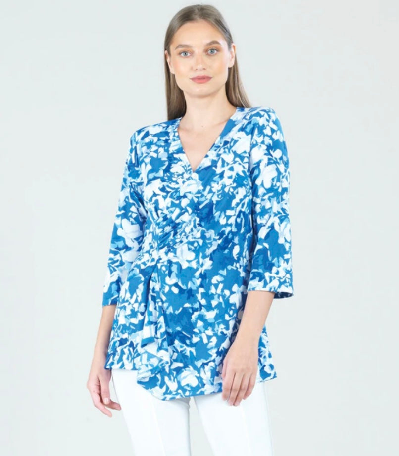 Side Gathered Drape Tunic - Floral Blossom