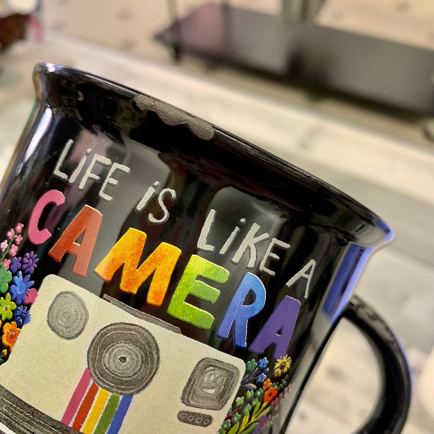 Distressed Camp Mug-Life is Like a Camera