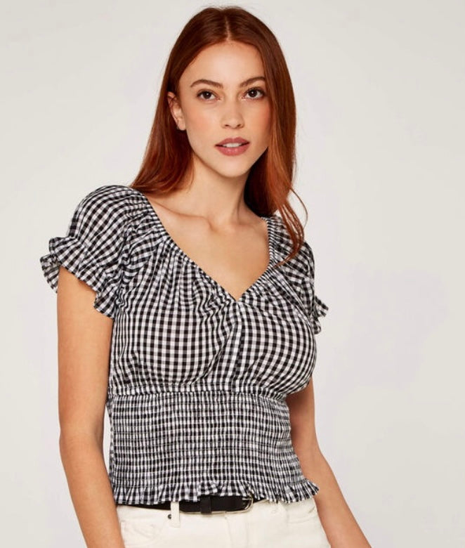 Gingham Smock Top