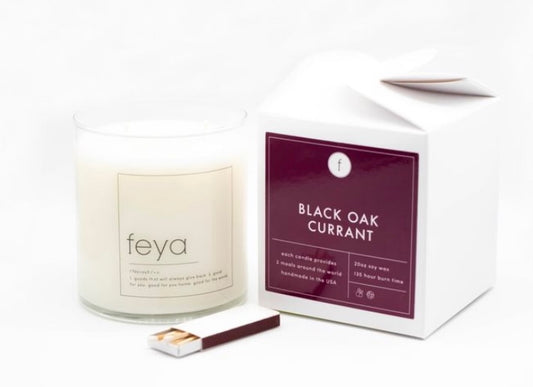 Feya 20 oz Soy Candle-Black Oak Currant