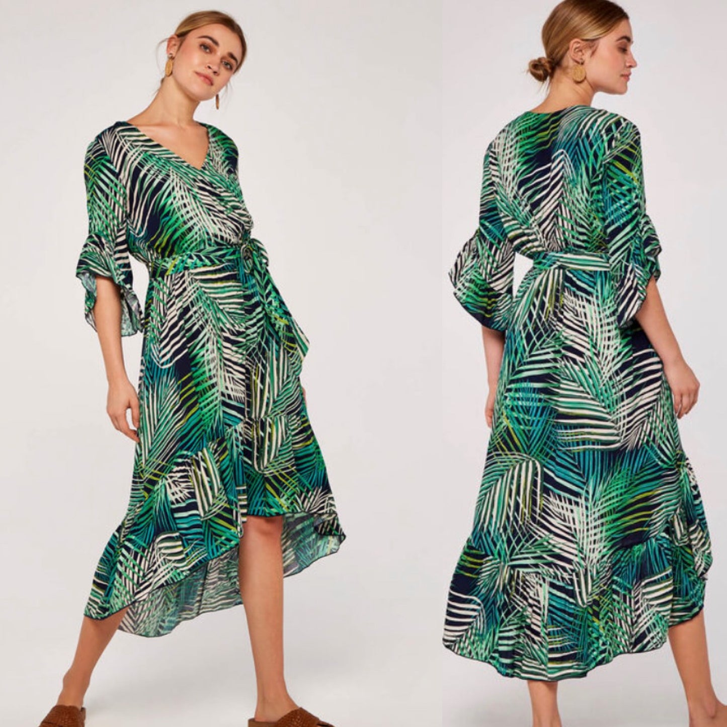 Tropical Leaf Midi Dress