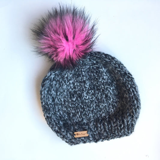 b.e.happe Designs  - Licorice with Pink Faux Fur Teen/Adult