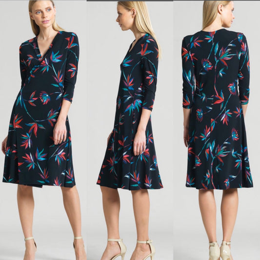 Multi Print Soft Wrap Dress-L