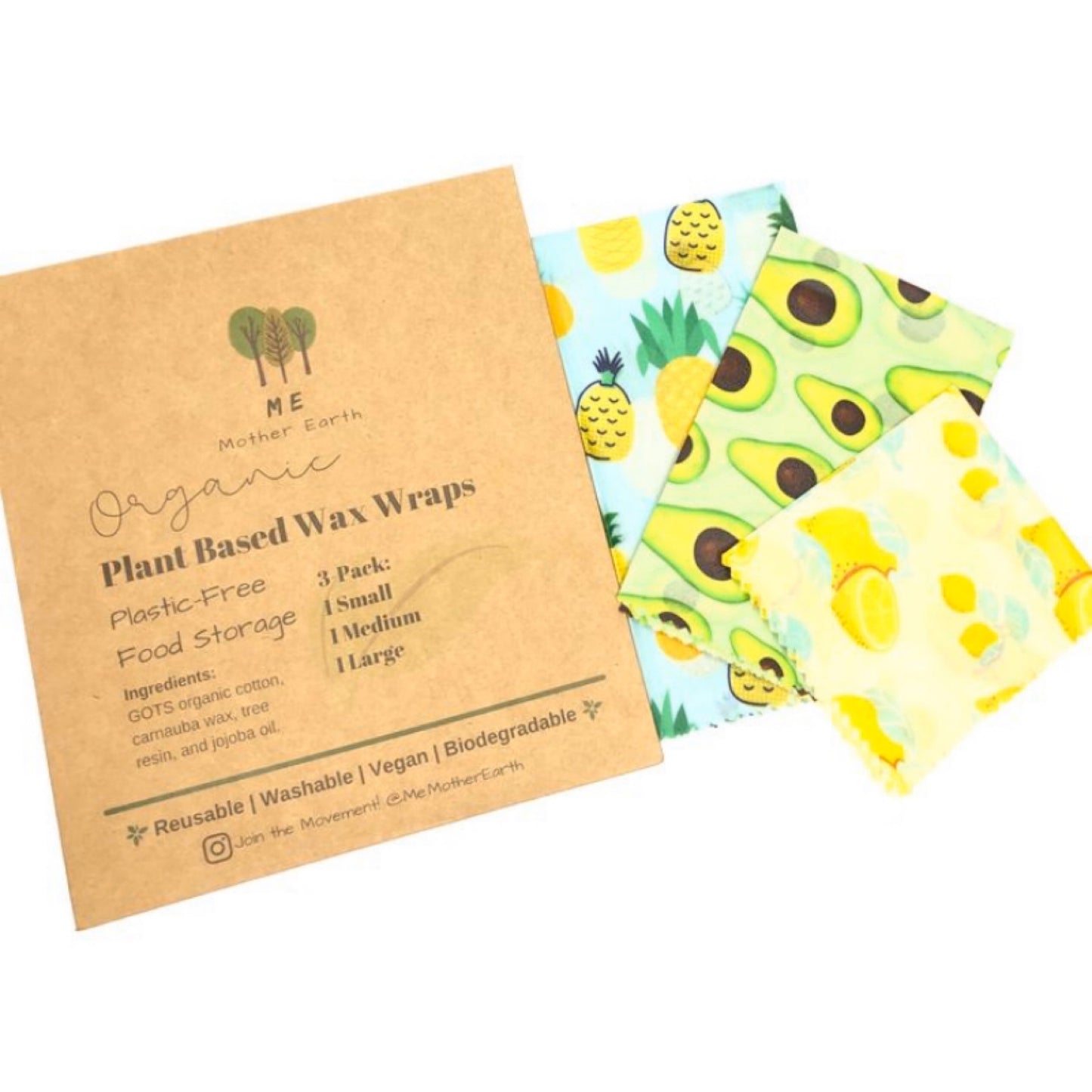 Plant Based Wax Food Wraps-3 pack