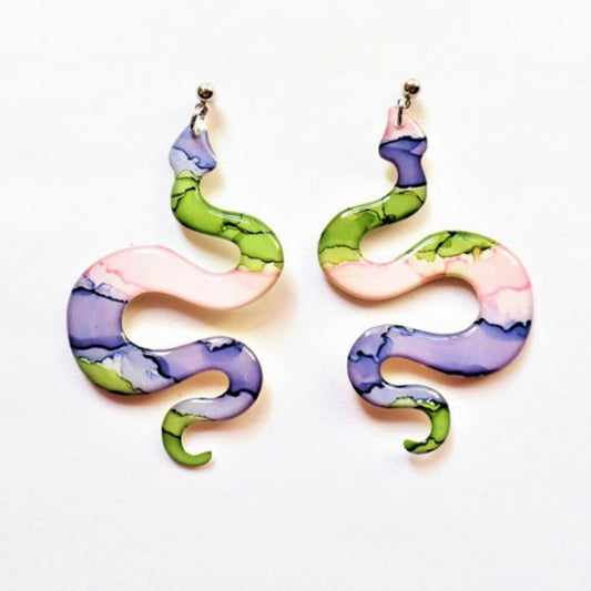 Pastel Stripe Snake Earrings