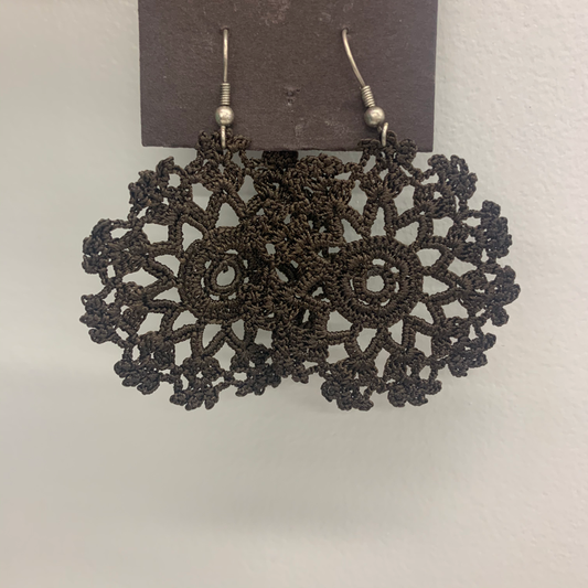 Hand Crocheted Earrings-Chocolate Brown